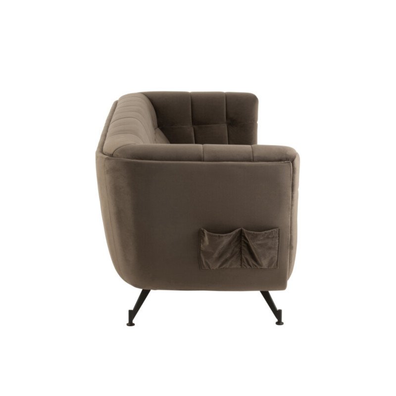 Canapé 2,5 places en velours matelassé marron FAREL
