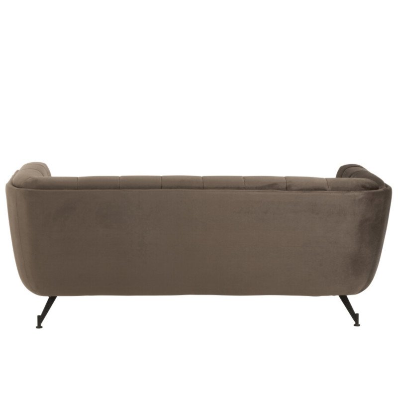 Canapé 2,5 places en velours matelassé marron FAREL