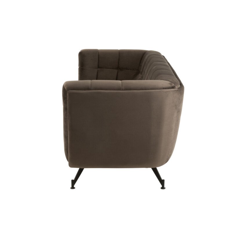 Canapé 2,5 places en velours matelassé marron FAREL
