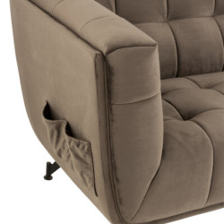 Canapé 2,5 places en velours matelassé marron FAREL
