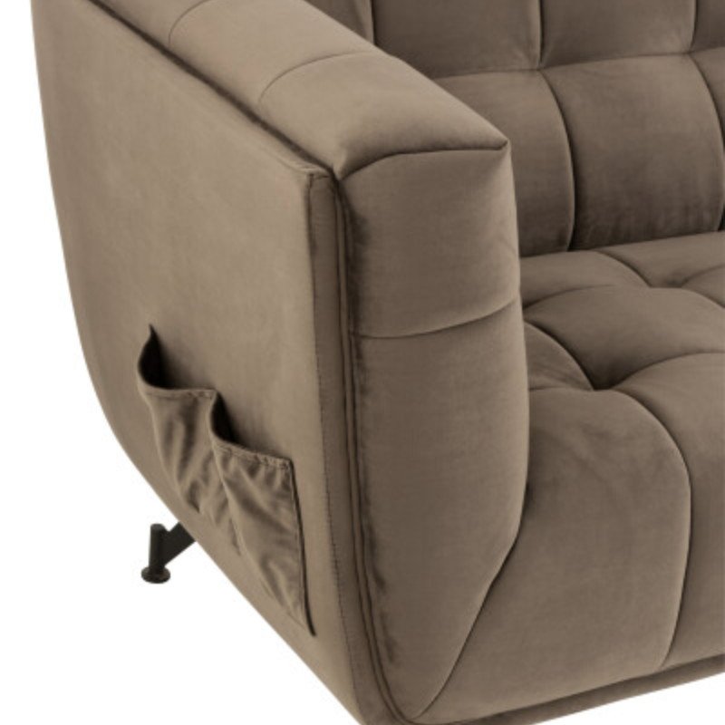 Canapé 2,5 places en velours matelassé marron FAREL