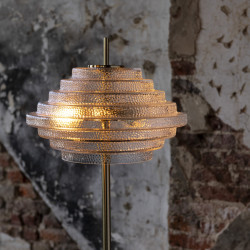 Lampadaire moderne en métal doré et verre DELINE