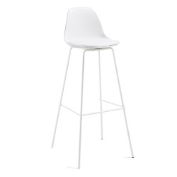 Tabouret bar pieds métal assise rembourrée blanche NASALY