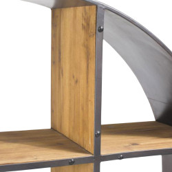 Étagère ronde sur pied métal bois style industriel PLUTOR