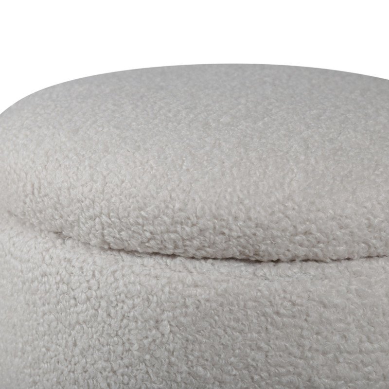 Pouf en tissu bouclé blanc LIPYA