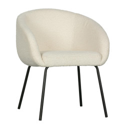 Chaises en tissu bouclé blanc dossier arrondi MALAYA