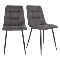 Lot de 2 chaises contemporaines en tissu et métal AGLO, 3 coloris