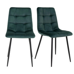 Lot de 2 chaises salle à manger moderne en velours capitonné AGLO