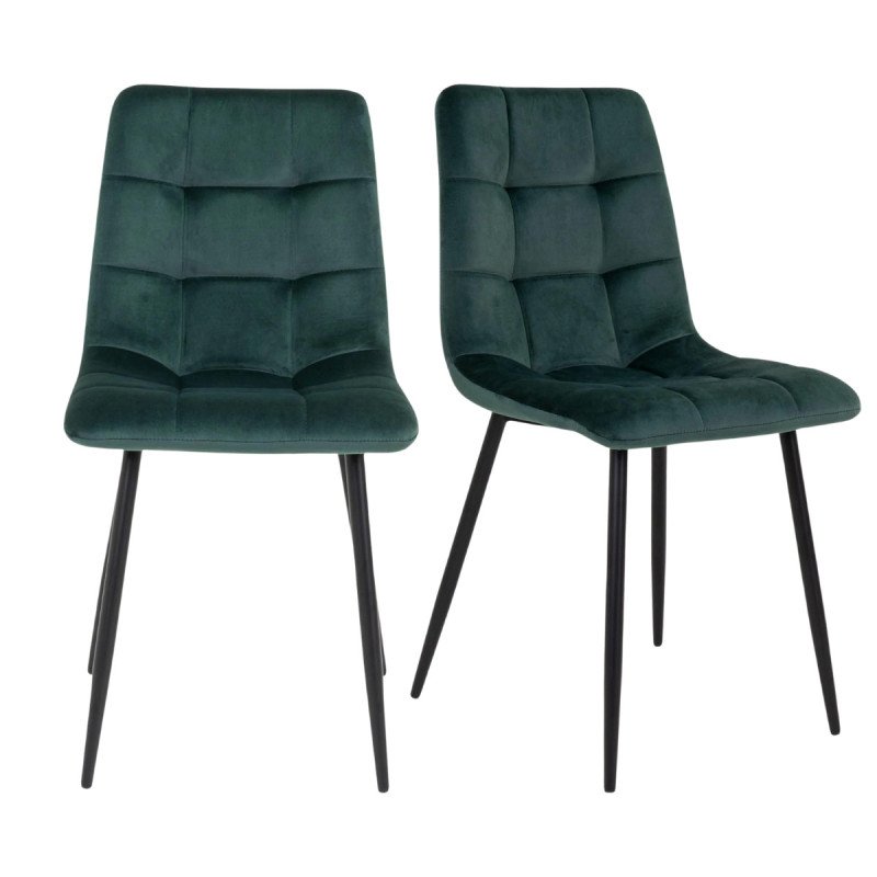 Lot de 2 chaises salle à manger moderne en velours capitonné AGLO