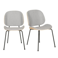 Set de chaises modernes en bois et tissu gris KARMA, top tendance