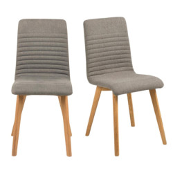 Lot de 2 chaises de salle à manger en tissu pieds bois AROX