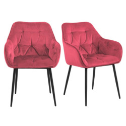 Lot de 2 chaises en velours matelassé avec accoudoirs BROKEN