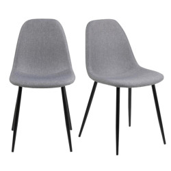 Lot de 4 chaises moderne en tissu gris et pied métal WILSON
