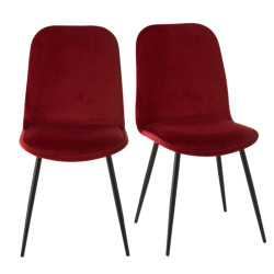 Chaises salle à manger velours et pieds métal - 3 couleurs en stock