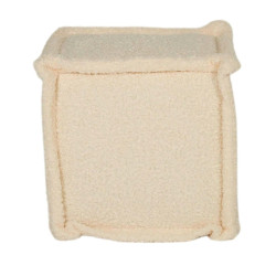 Pouf en tissu bouclé blanc forme cube 40cm