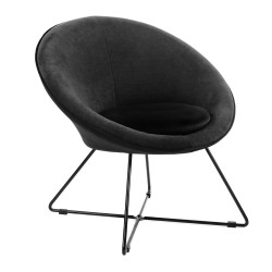 Fauteuil rond en velours et métal noir CARGO