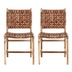Lot de 2 chaises tendance en cuir véritable APENAS