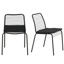 Lot de 2 chaises de jardin avec coussin noir MATYO