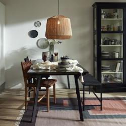Banc rétro 100cm assise en cuir tressé MENOS, look unique