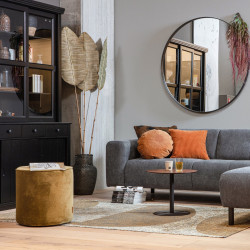 Pouf rond moderne en velours SAMPAIO, existe en 2 coloris