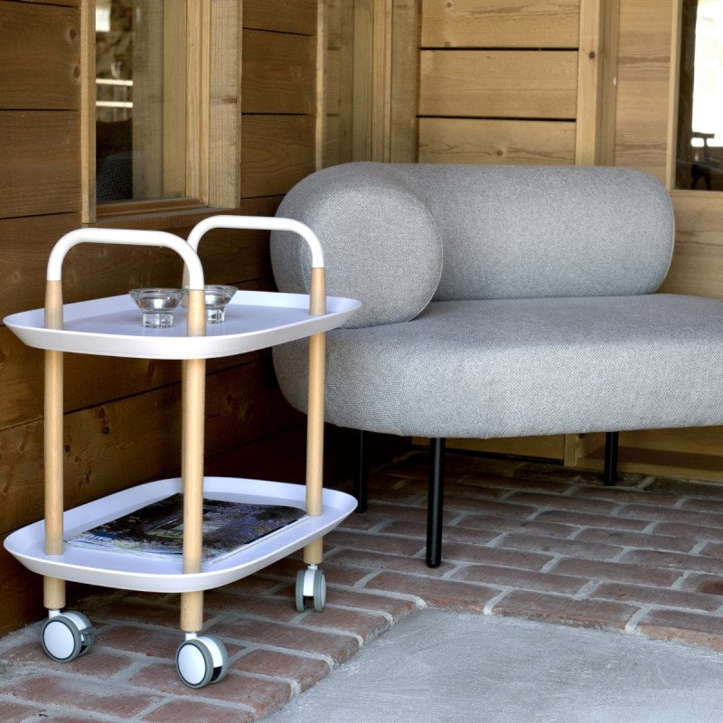 Fauteuil d'angle design en tissu gris, pieds métal FOLIO