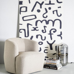 Fauteuil ronde moderne en tissu IKOT, 4 couleurs