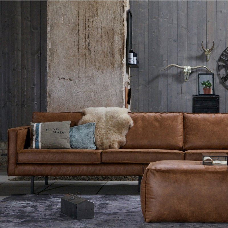 Grand canapé cuir rétro 3,5 places marque Be Pure Home - À découvrir