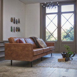 Grand canapé cuir rétro 3,5 places marque Be Pure Home - À découvrir