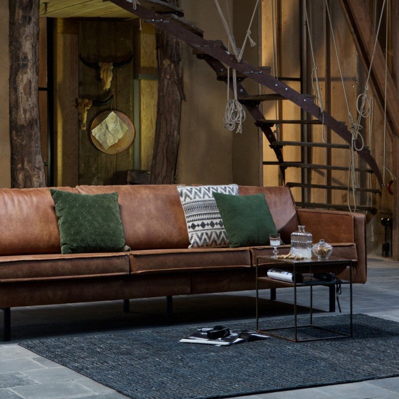 Grand canapé cuir rétro 3,5 places marque Be Pure Home - À découvrir