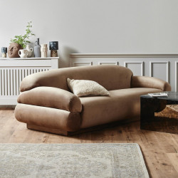 Canapé design contemporain 200cm en velours beige MAX