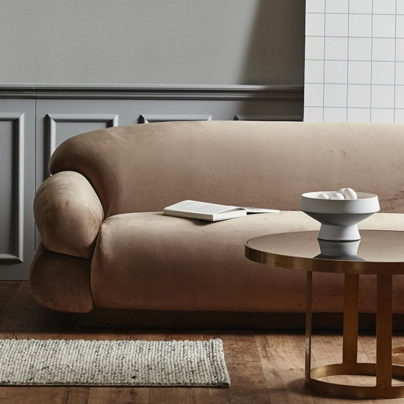 Canapé design contemporain 200cm en velours beige MAX
