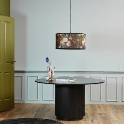 Table à manger ronde 140cm plateau marbre noir QUIZAS