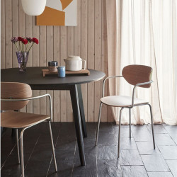 Table à manger ronde en bois de chêne foncé 120cm HANETTE