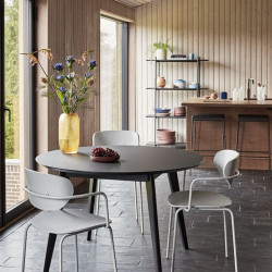 Table à manger ronde en bois de chêne foncé 120cm HANETTE