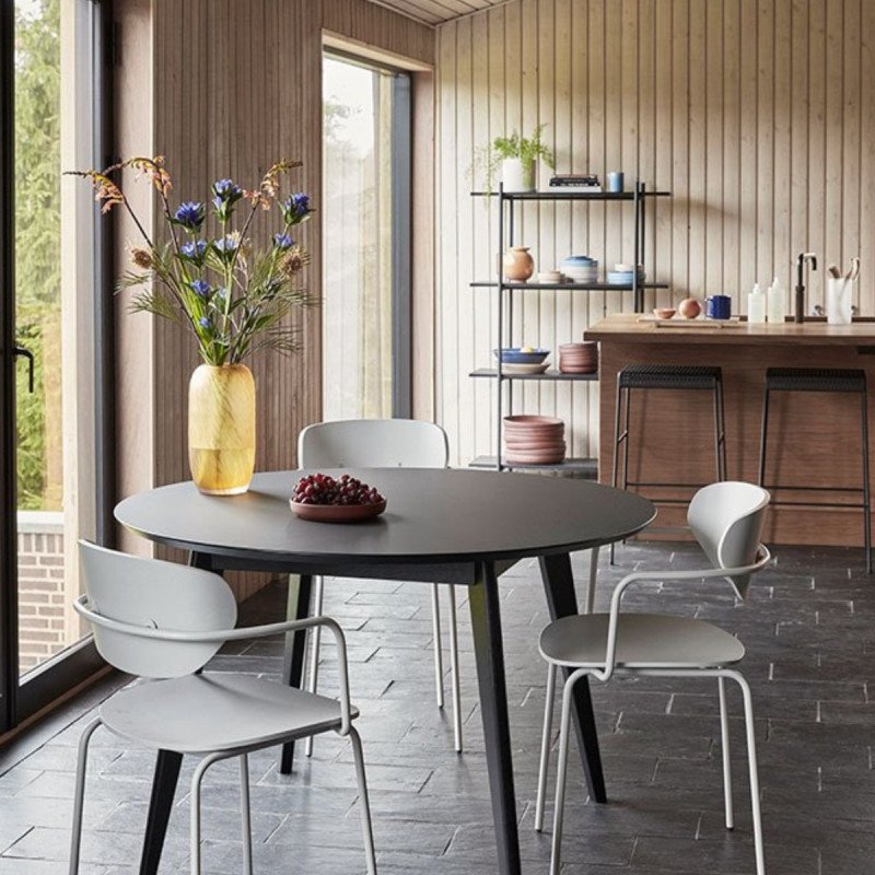 Table à manger ronde en bois de chêne foncé 120cm HANETTE