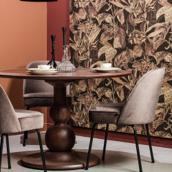 Table à manger ronde en bois style vintage MIONE, qualité supérieure