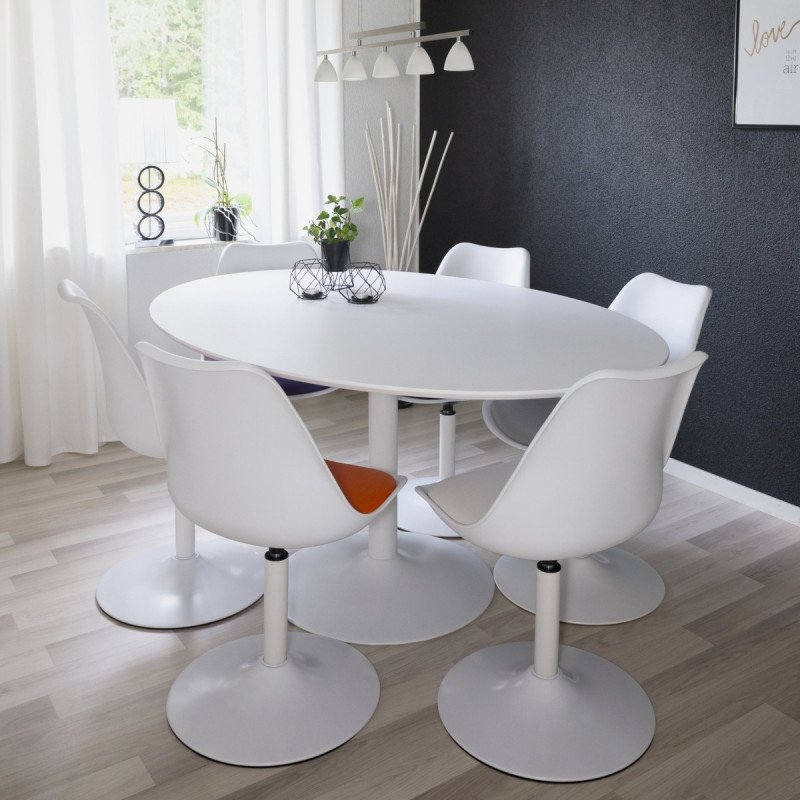 table à manger ovale 160x110cm plaqué bois JIO, top des tendances