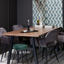 Grande table à manger bois 200x90cm pieds métal noir - marque woood