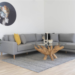 Table basse rustique pieds forme de racine en bois de teck ULLYS