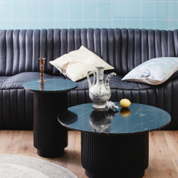 Table basse ronde plateau marbre noir ANNO