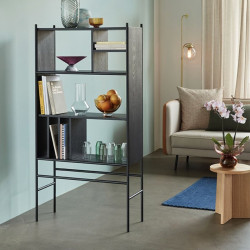 Bibliothèque design en bois et métal noir APOLINNAIRE