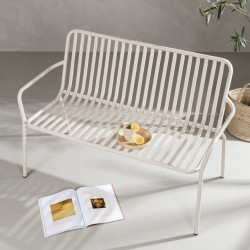 Banc minimaliste en métal KINIO - Noir, Beige