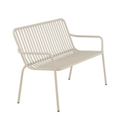 Banc minimaliste en métal KINIO - Noir, Beige