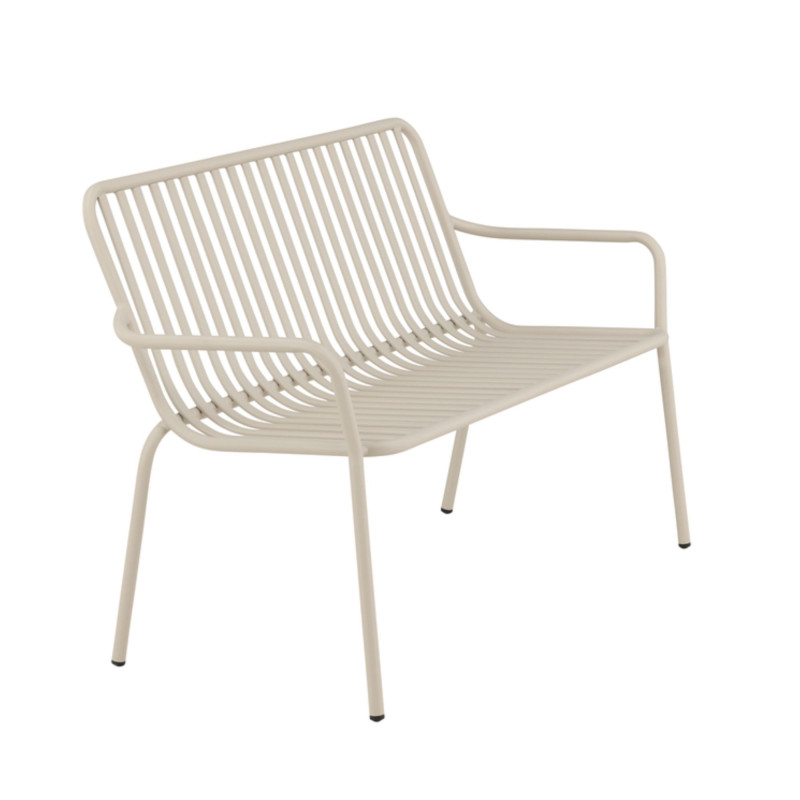 Banc minimaliste en métal KINIO - Noir, Beige