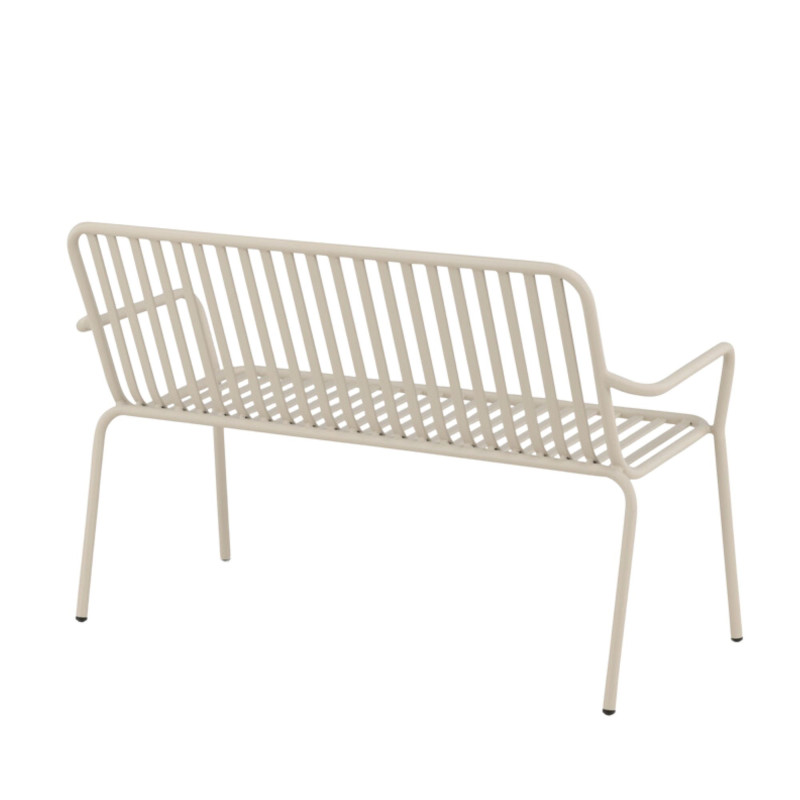 Banc minimaliste en métal KINIO - Noir, Beige