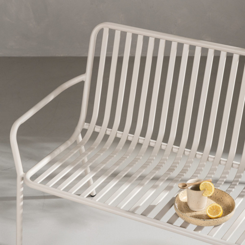 Banc minimaliste en métal KINIO - Noir, Beige