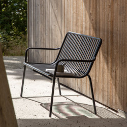 Banc minimaliste en métal KINIO - Noir, Beige