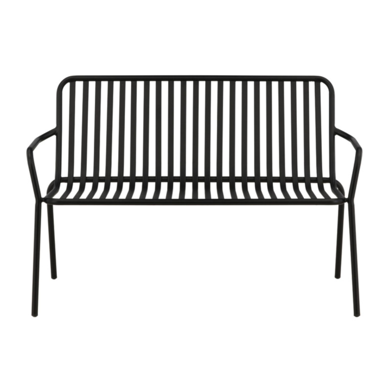 Banc minimaliste en métal KINIO - Noir, Beige