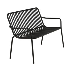 Banc minimaliste en métal KINIO - Noir, Beige