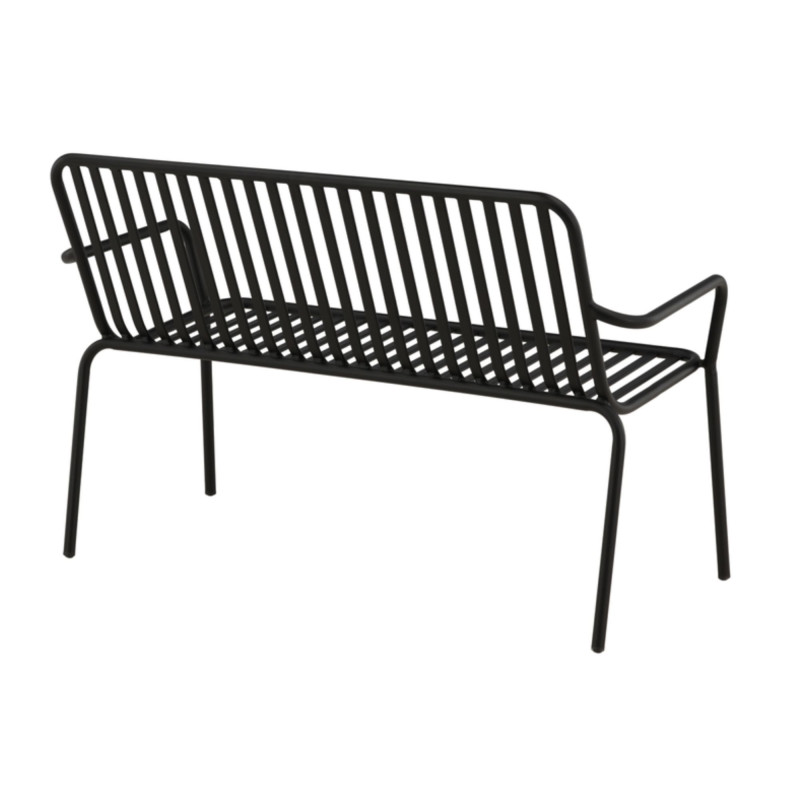 Banc minimaliste en métal KINIO - Noir, Beige